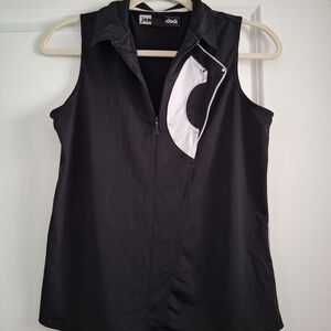 Jamie Sadock Black Sleeveless Zip Golf Top Womens M Activewear Pickleball Tennis